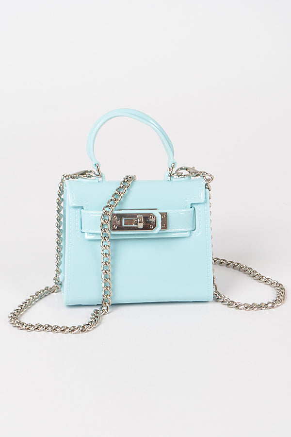 Blue Jelly Mini Clutch with Handle