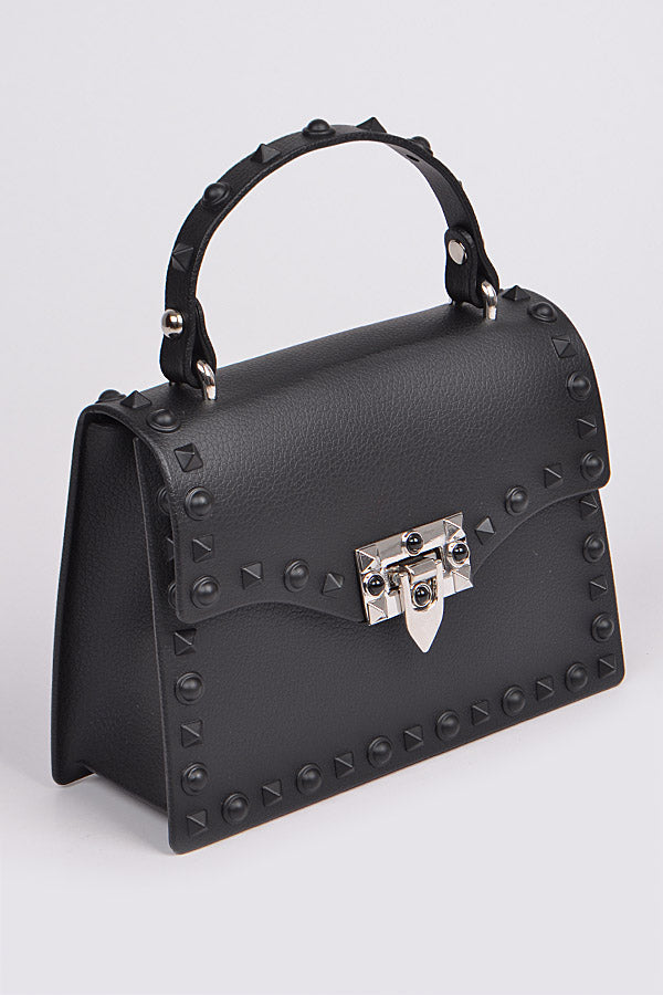 Black Monotone Studded Clutch