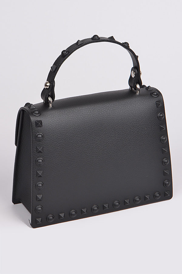 Black Monotone Studded Clutch