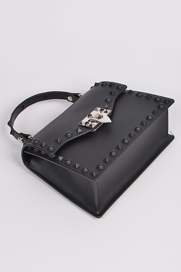 Black Monotone Studded Clutch