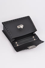 Black Monotone Studded Clutch