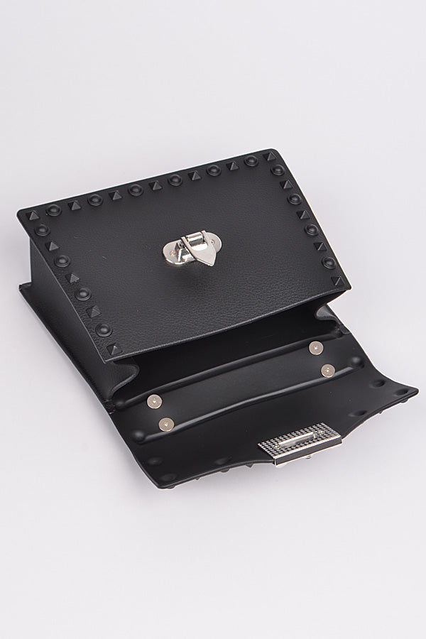Black Monotone Studded Clutch