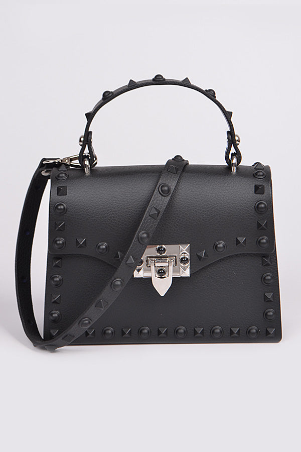 Black Monotone Studded Clutch