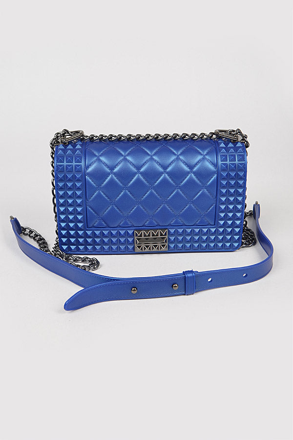 Cobalt Jelly Studded Clutch