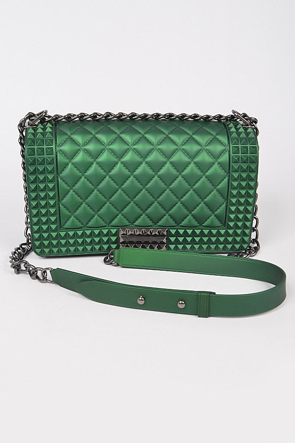 Quilted Embossed Green Jelly Bag