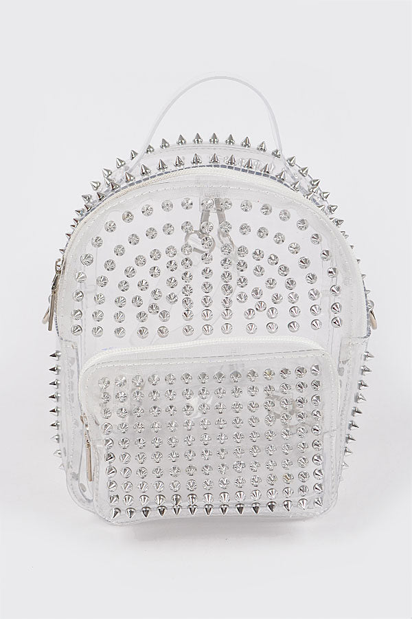 Silver Studded Clear Backpack
