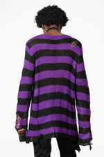Hazed Out Knit Sweater-Ppl Stripe