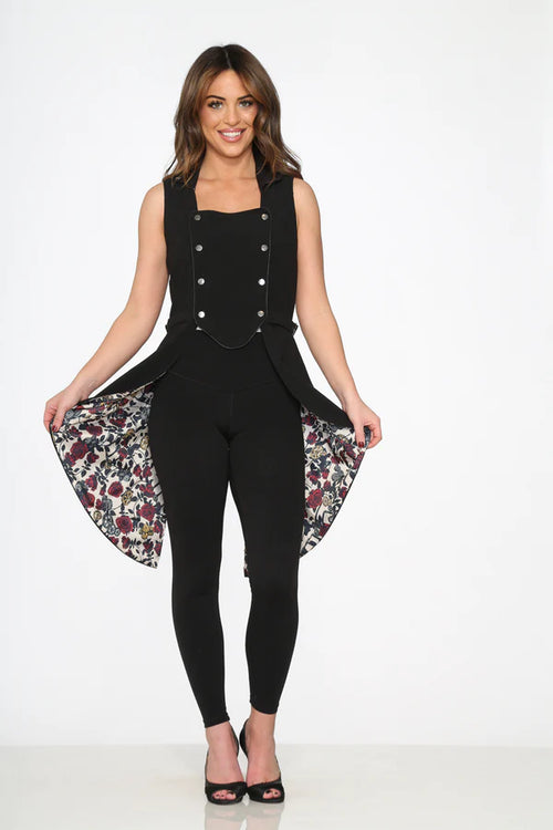 Waist Coat Blk/Floral