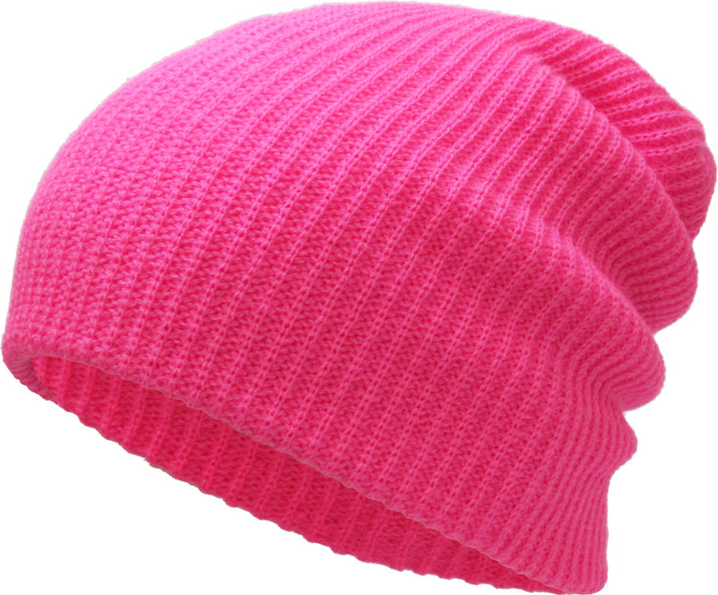 Hot Pink Slouch Solid Beanie