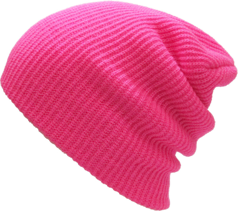 Hot Pink Slouch Solid Beanie