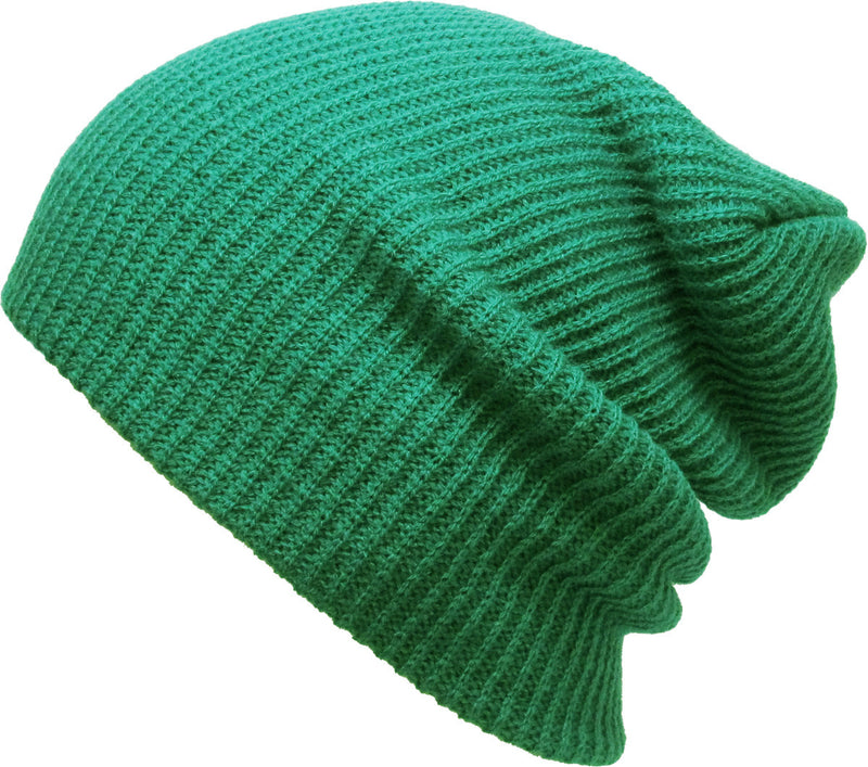 Green Slouch Solid Beanie