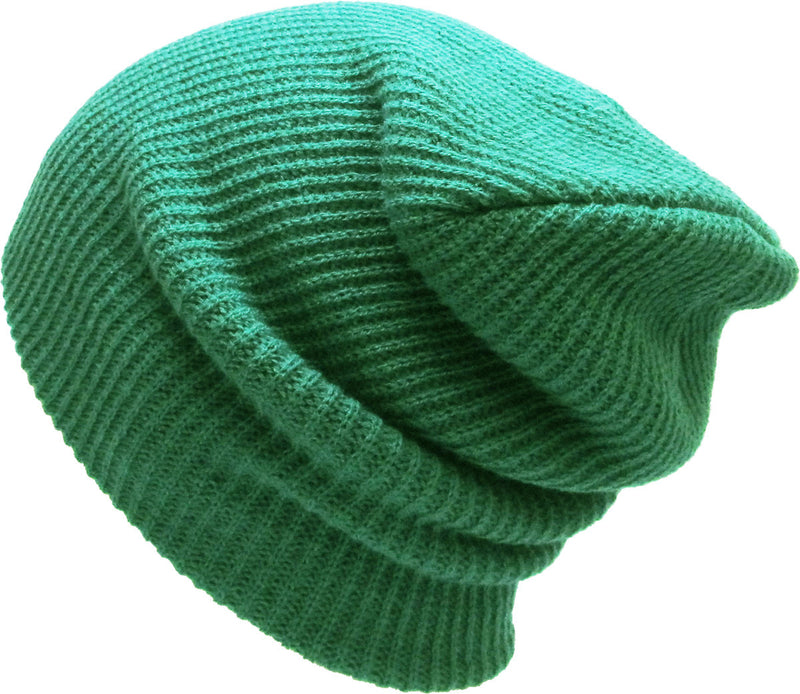 Green Slouch Solid Beanie