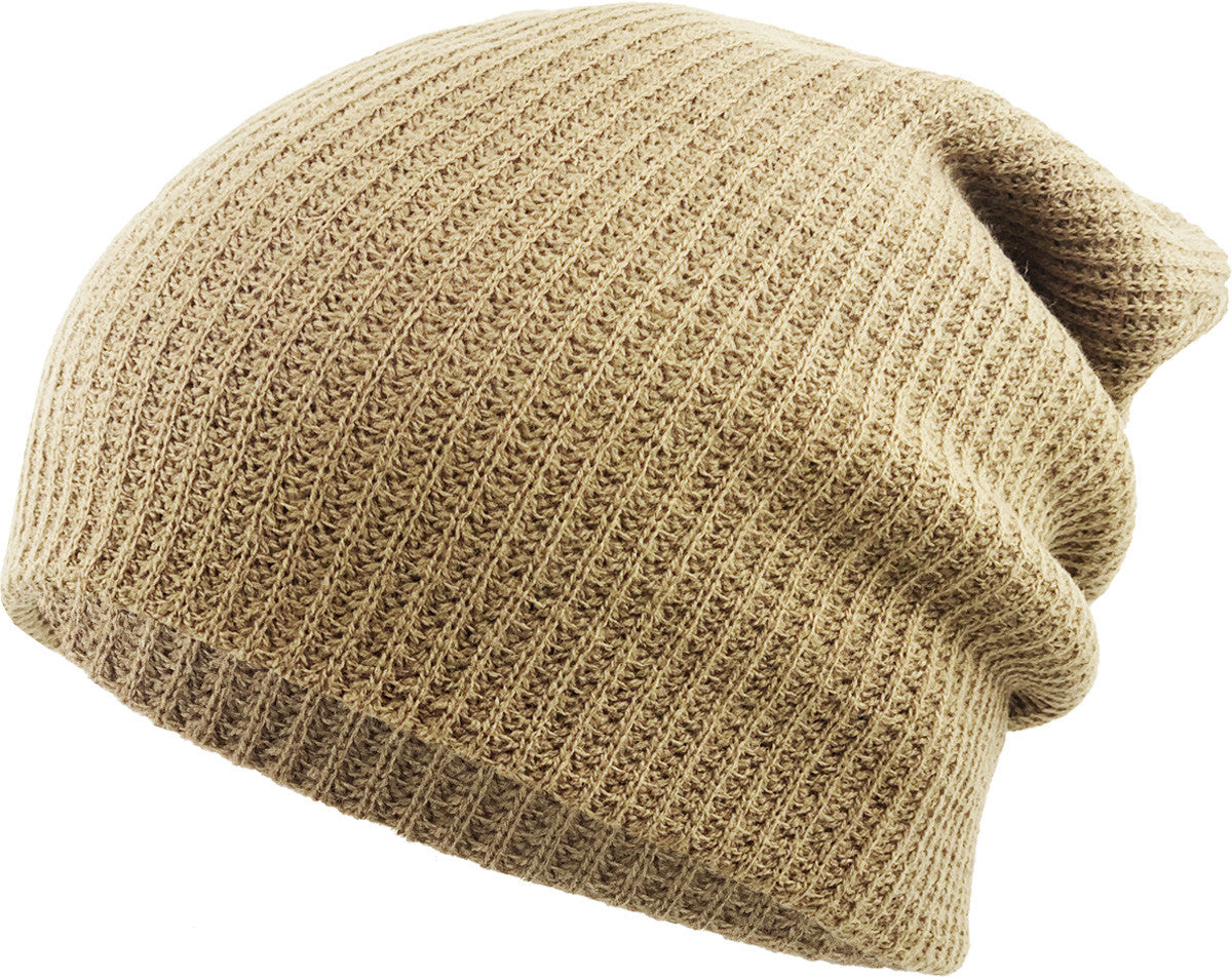 Khaki Slouch Solid Beanie