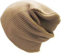 Khaki Slouch Solid Beanie