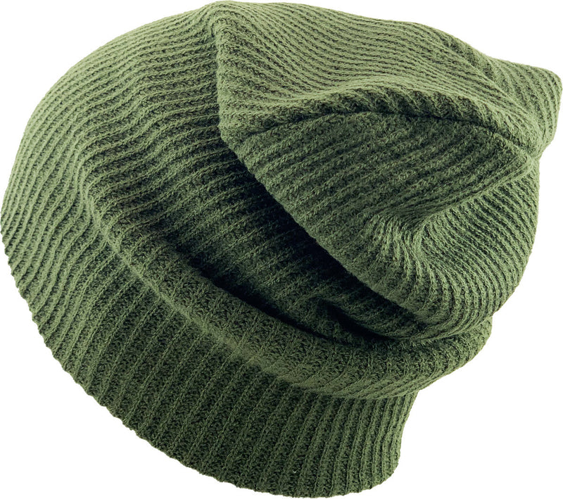 Olive Slouch Solid Beanie