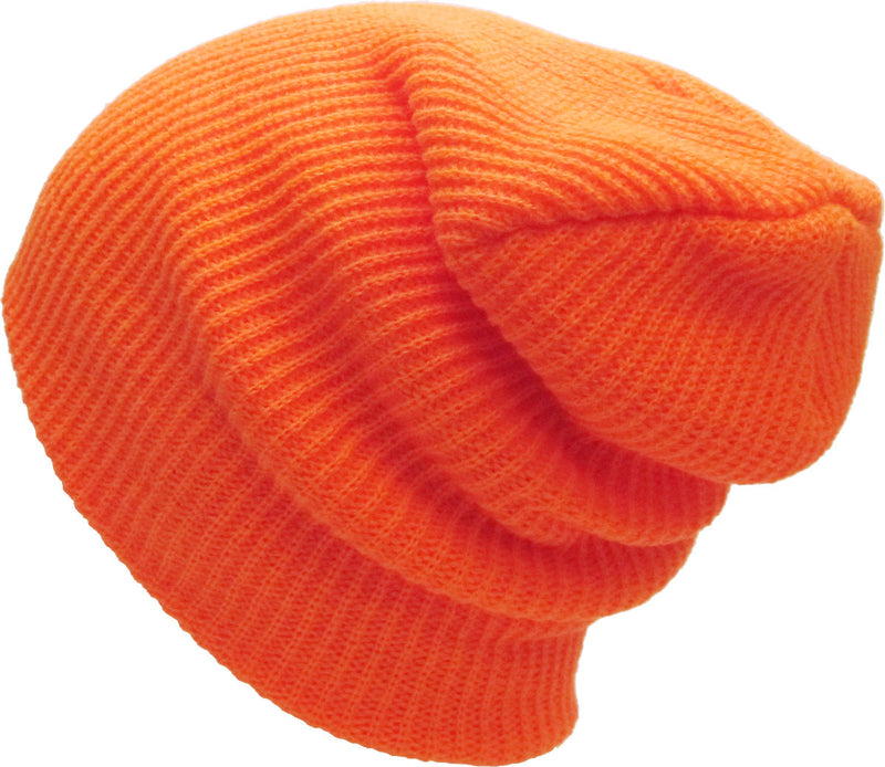 Neon Orange Slouch Solid Beanie