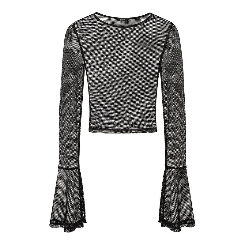 Morweena Mesh Long Bell Sleeve Top