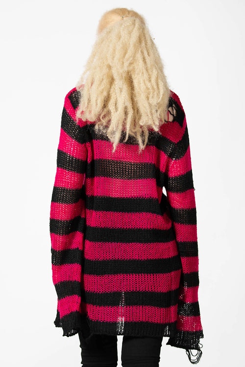 Mika Knit Sweater-Rasberry Stri