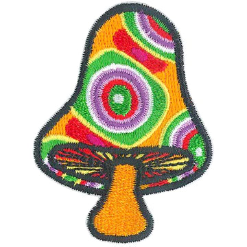 Mushroom fractal orange stem Iron-On Patch