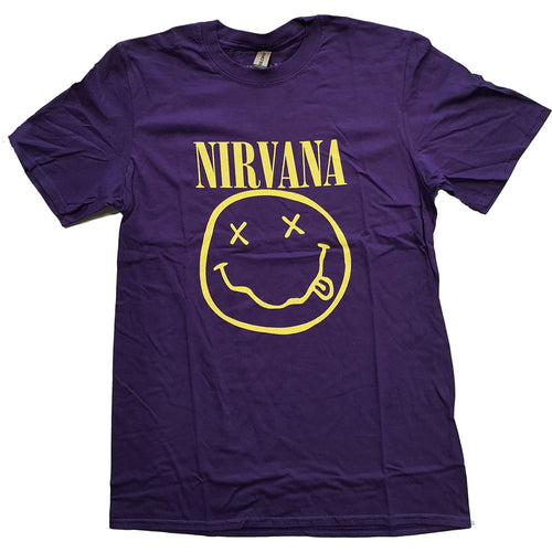 Nirvana Yellow Smiley on Purple T-Shirt