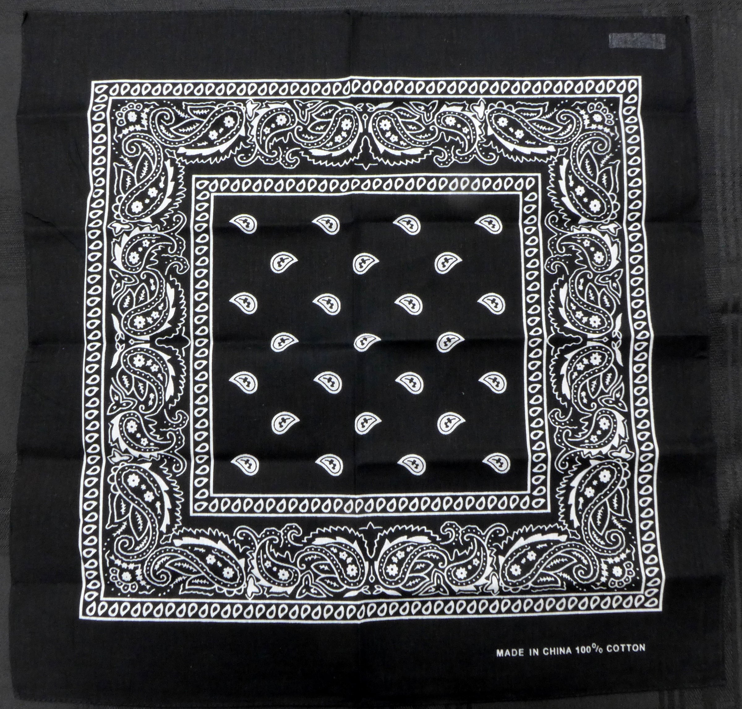 Black Paisley Square Bandana
