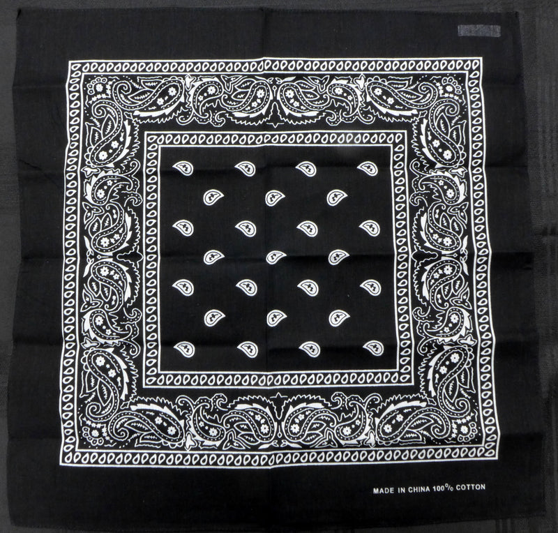 Black Paisley Square Bandana