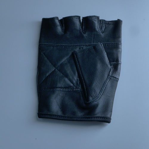 Fingerless Gloves Black Leather