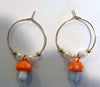 Assorted Color/Random Pick Mushroom on Rold Ring Earrings (1 Pair)