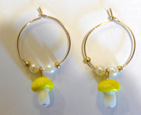 Assorted Color/Random Pick Mushroom on Rold Ring Earrings (1 Pair)