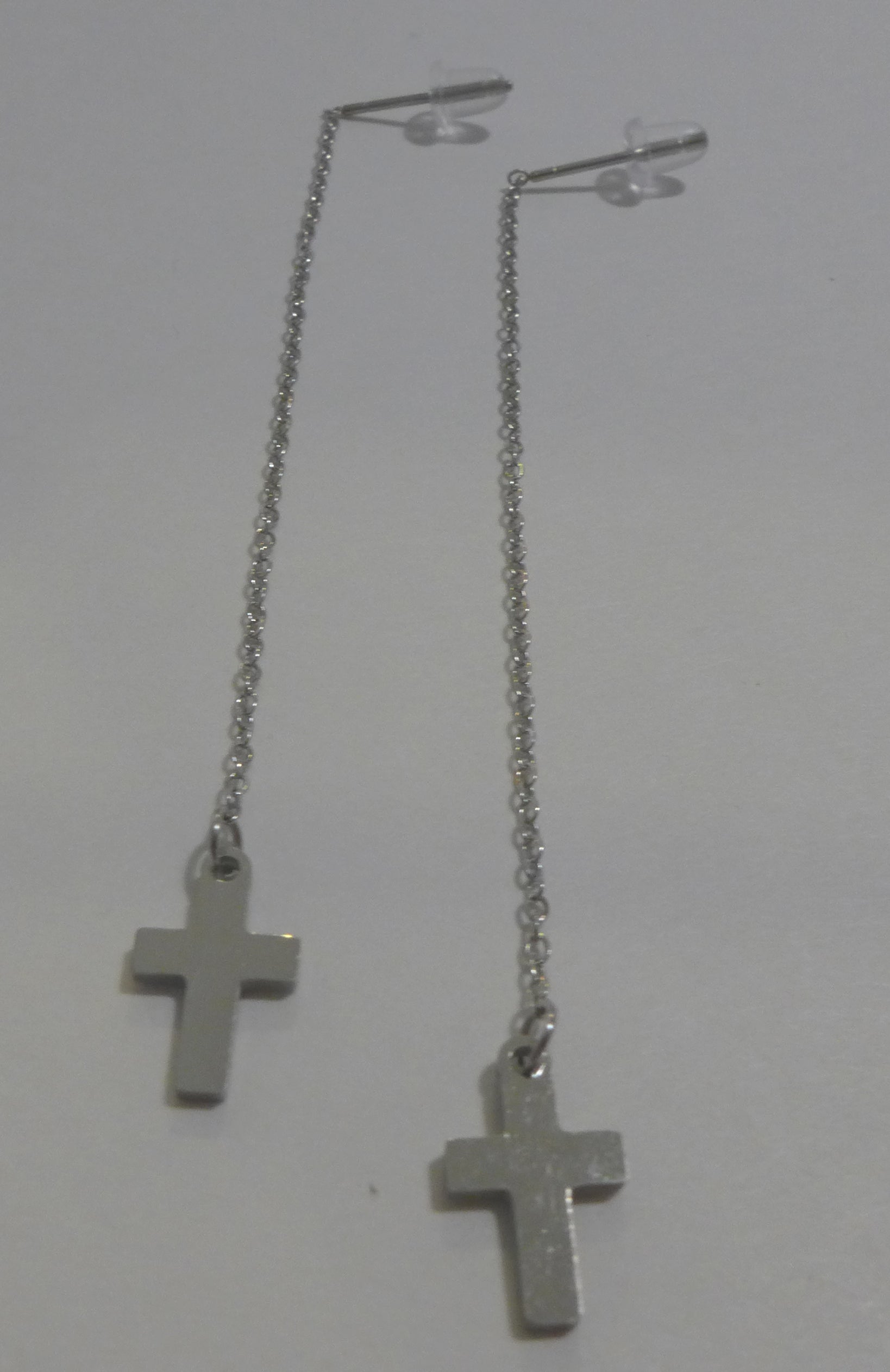 Small Cross Long Dangle Earrings