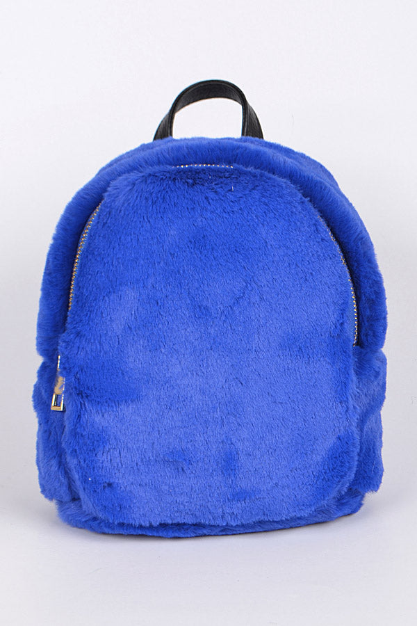 Cobalt Faux Fur Backpack