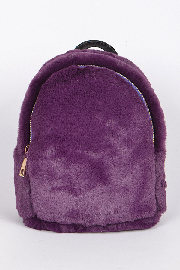 Violet Glam Faux Fur Backpack