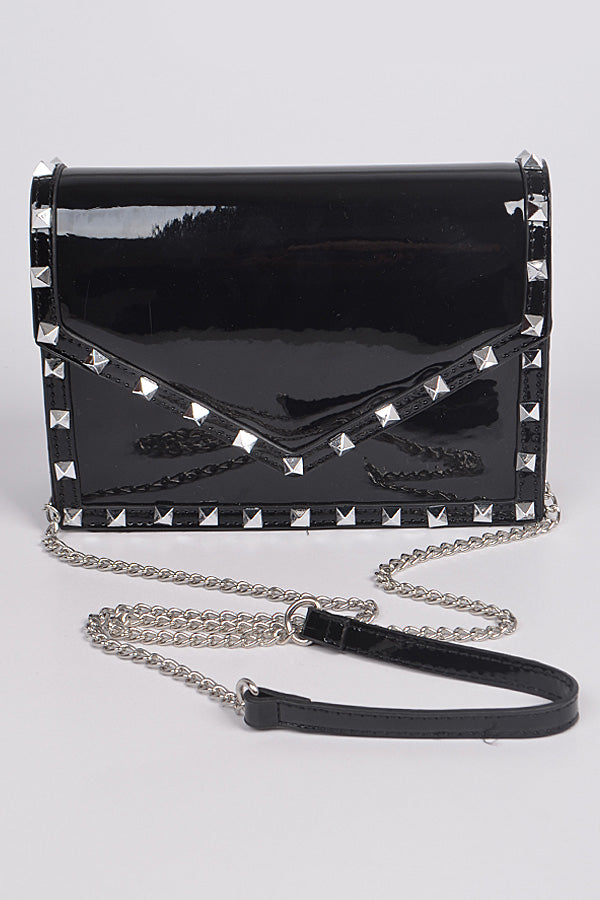 Black/Silver Glossy Studded Bag