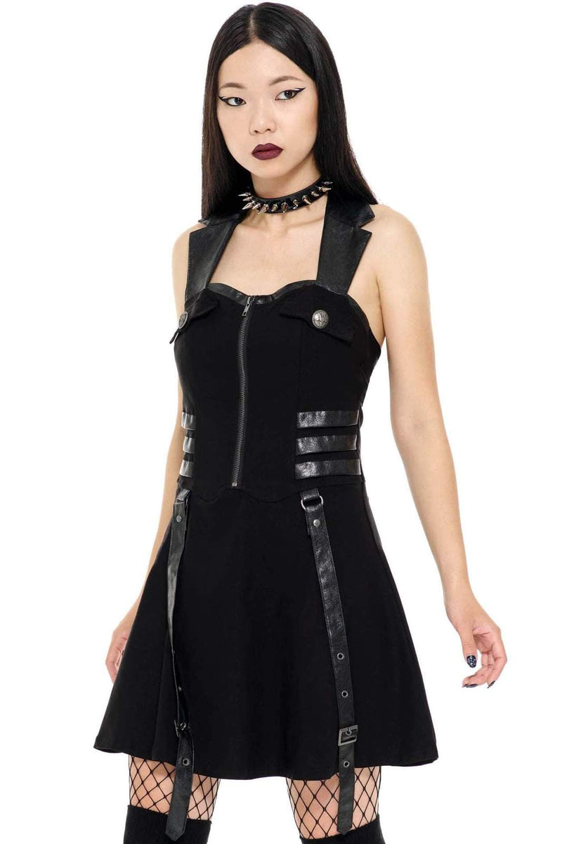 Psy-Ops Halter Dress Black