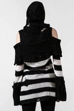 Poison Hooded Blk/Wht Knit Sweater
