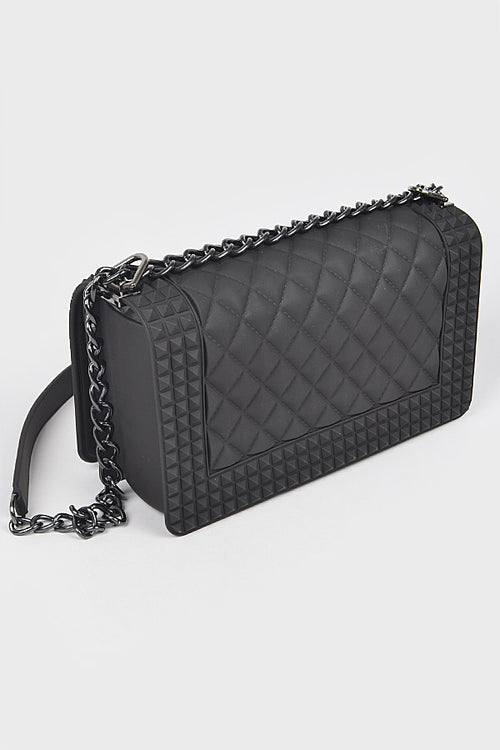 Quilted Embossed Black Jelly Ba
