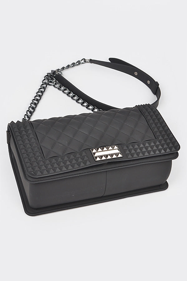 Quilted Embossed Black Jelly Ba