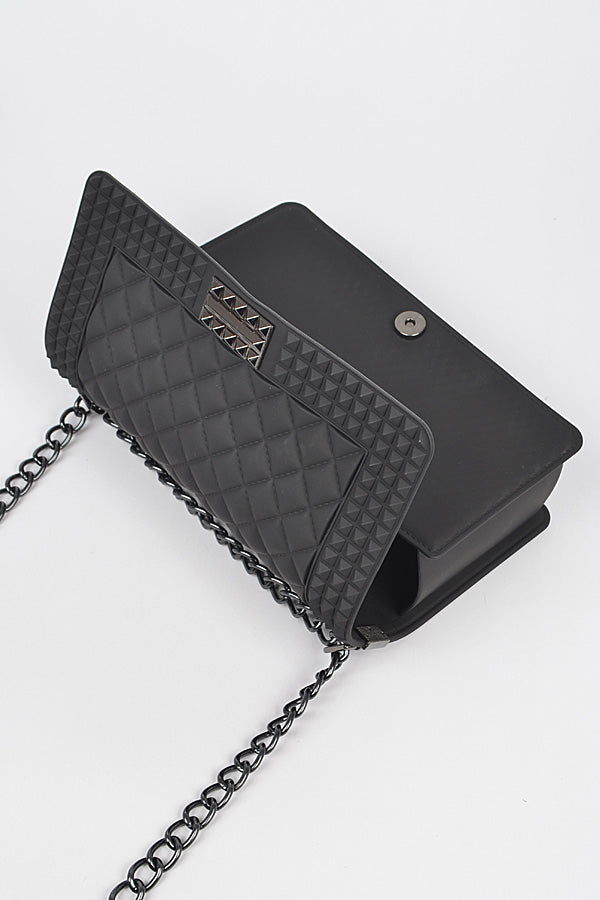 Quilted Embossed Black Jelly Ba