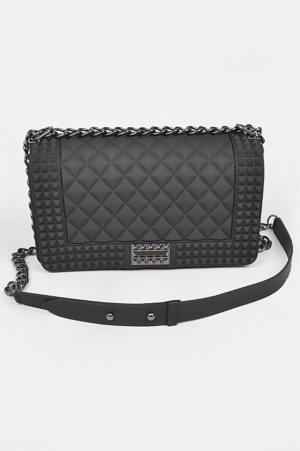 Quilted Embossed Black Jelly Ba