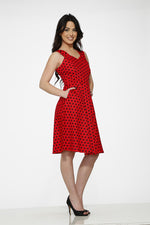 Red Black Polka Dot Swing Dress