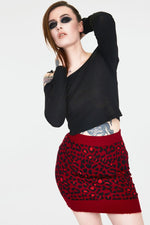 Red Leopard Print Tube Skirt