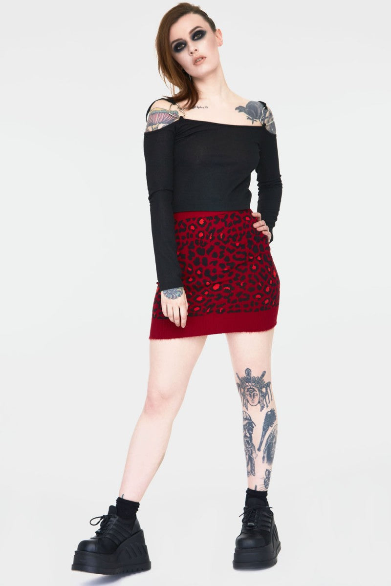 Red Leopard Print Tube Skirt