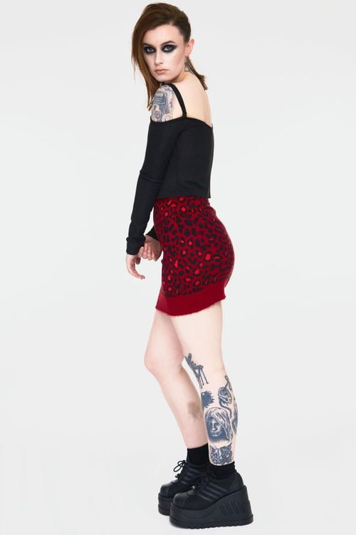 Red Leopard Print Tube Skirt