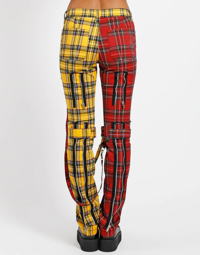 Yellow plaid pants women with straps – SD-style-shop