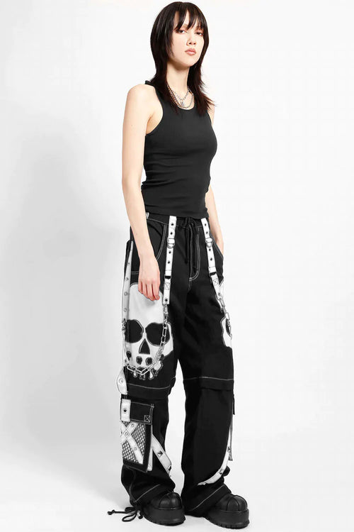 Scare Pant Blk/White BIG Skull