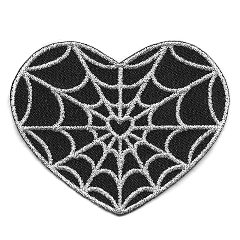 Spiderweb Silver Heart Patch