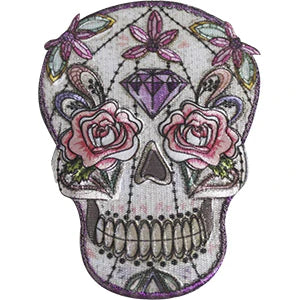 Sugar Skull pastel flowers Iron-ON Patch