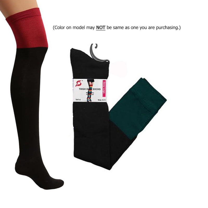 Thigh-Hi Black w/ Green Top Stockings