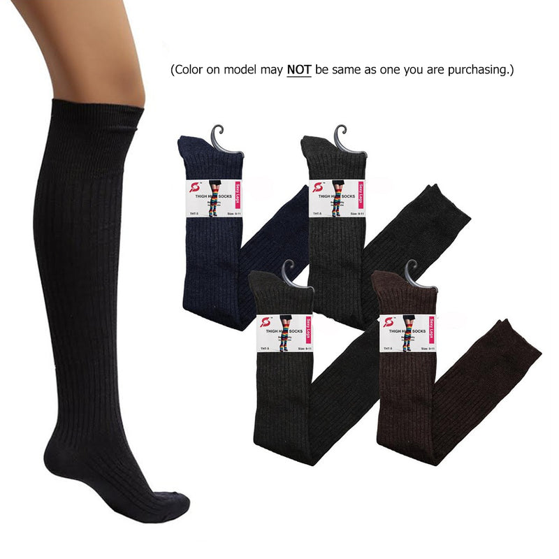 Thigh-Hi Ribbed (Brown) Socks