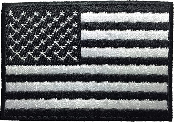 USA FLAG-Blk/Wht Iron-on Patch